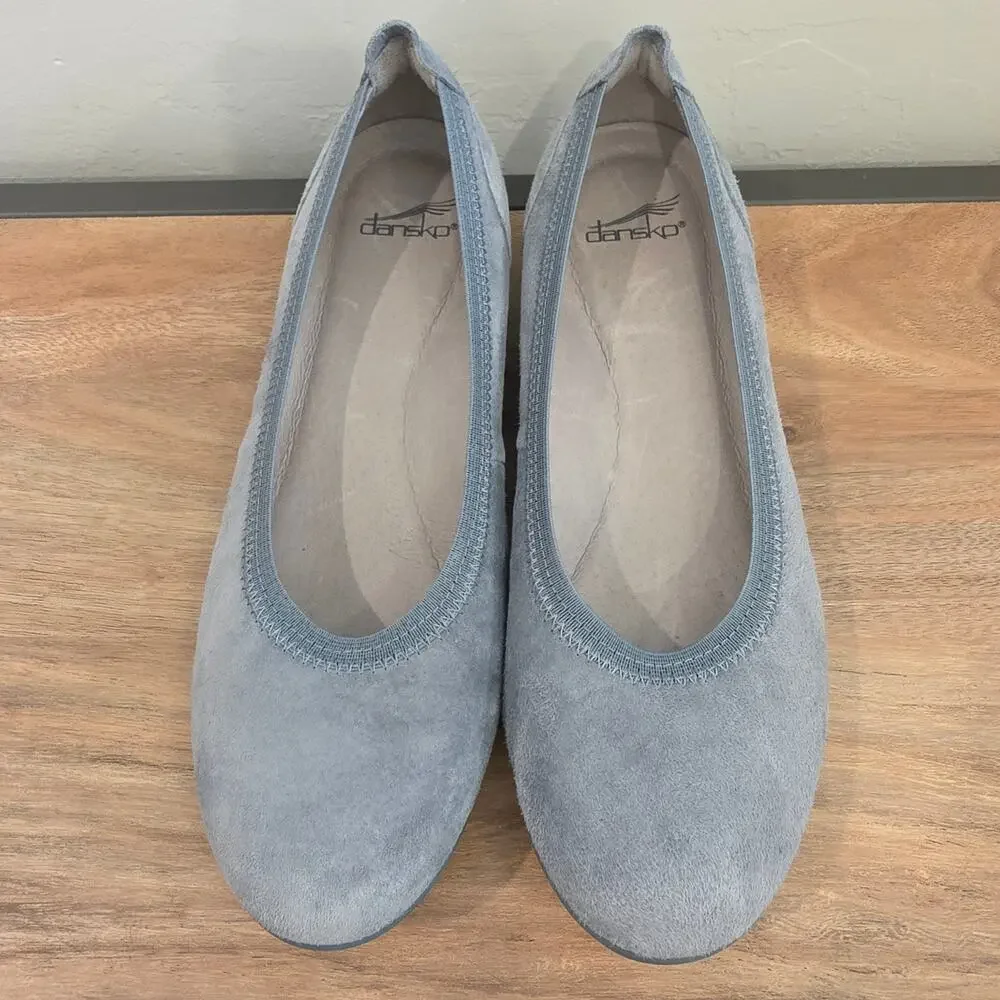 Dansko Kristen Ballet Flats Womens EU 39 Dusty Blue Suede Comfort Slip On Shoes